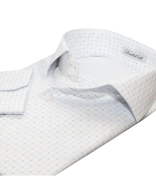 Мужская рубашка под пуговицы белая, в клетку -7846 от DoubleCuff 