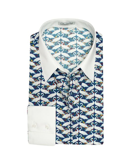 Под пуговицы с супатной застежкой белый воротник и манжеты  -7660 от DoubleCuff 