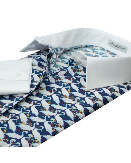 Под пуговицы с супатной застежкой белый воротник и манжеты  -7660 от DoubleCuff 