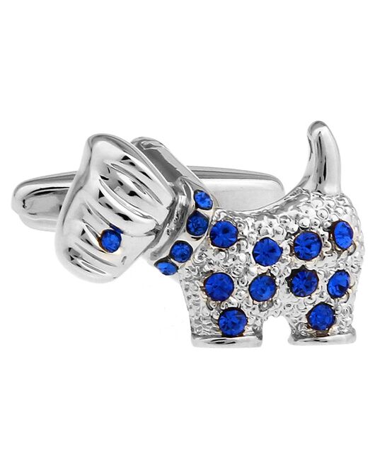 Запонки в форме собачки с синими камнями-56753 от   Запонки в форме собачки с синими камнями-56753 от