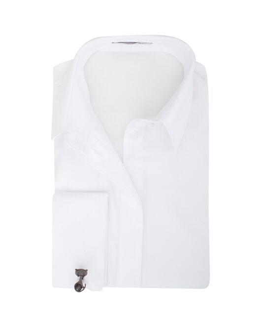 Женская рубашка под запонку приталенная Non-Iron белая - 7739 от DoubleCuff 