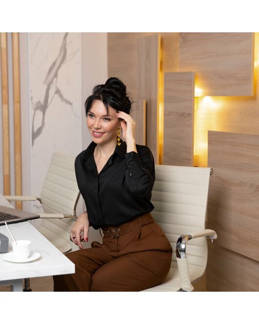 Женская рубашка оверсайз черная - 7679 от DoubleCuff 