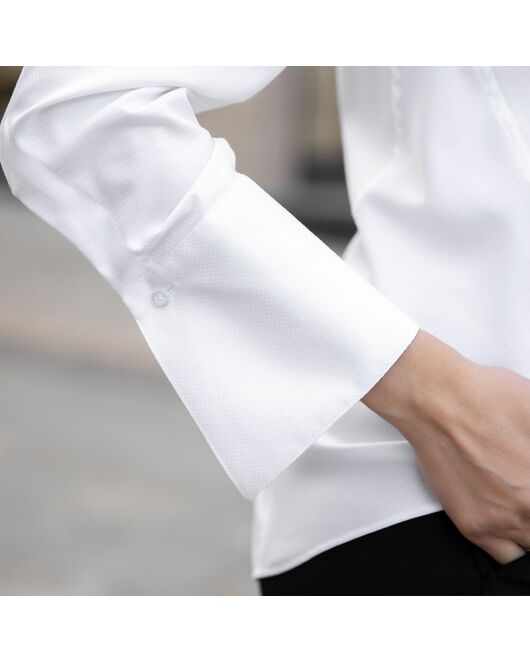 Женская рубашка под пуговицы приталенная Non-Iron белая - 7756 от DoubleCuff 