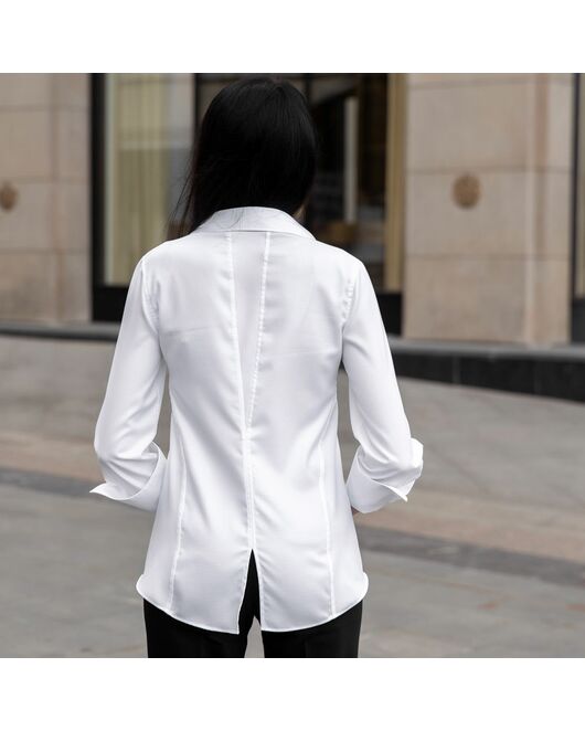 Женская рубашка под пуговицы приталенная Non-Iron белая - 7756 от DoubleCuff 