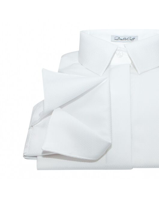 Женская рубашка под пуговицы приталенная Non-Iron белая - 7756 от DoubleCuff 