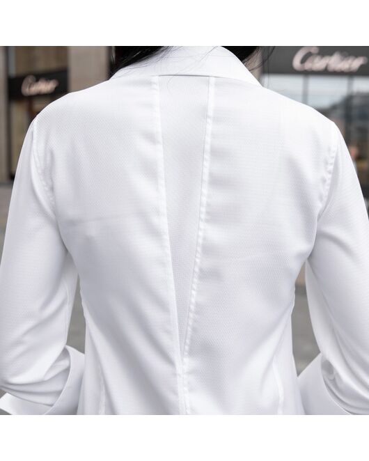 Женская рубашка под пуговицы приталенная Non-Iron белая - 7756 от DoubleCuff 