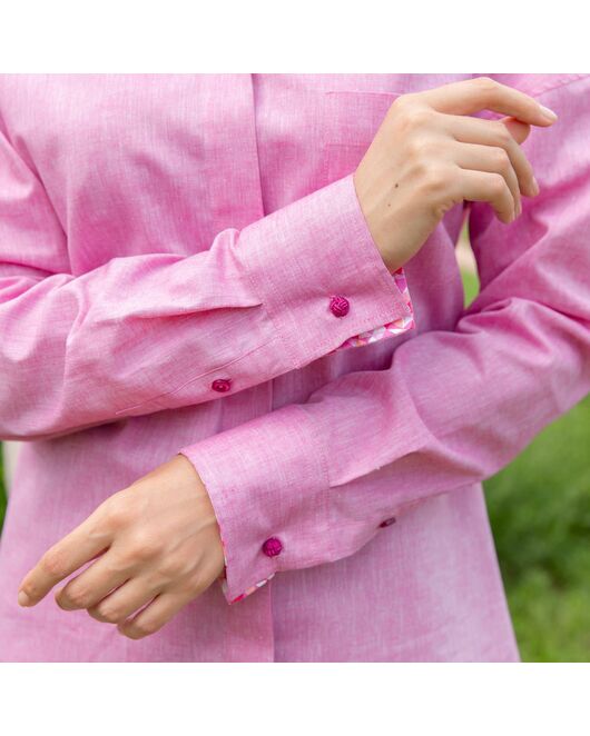 Женская рубашка оверсайз розовая - 7832 от byME 