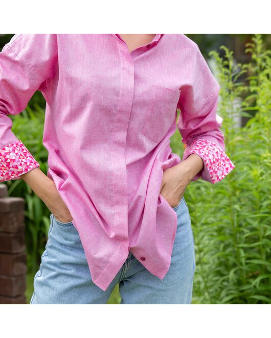 Женская рубашка оверсайз розовая - 7832 от byME 