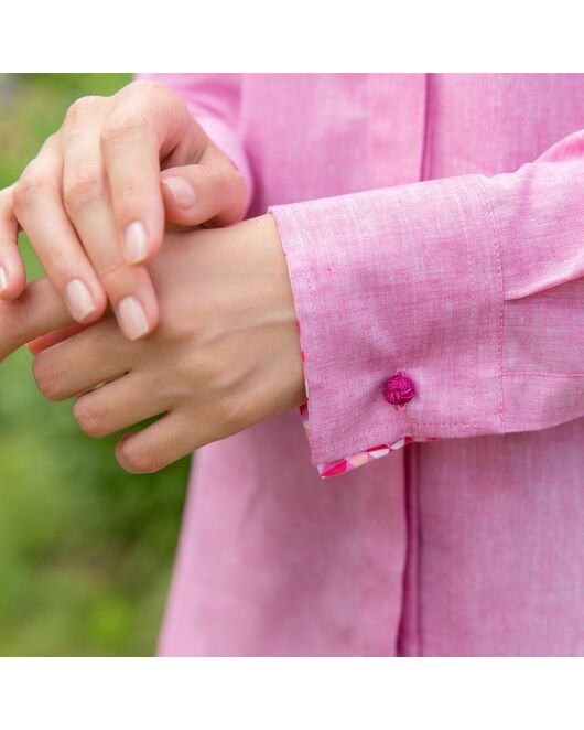 Женская рубашка оверсайз розовая - 7832 от byME 