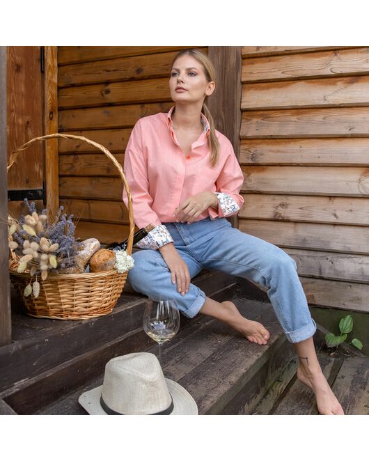 Женская рубашка оверсайз оранжевая - 7833 от byME 