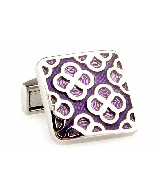 Запонки квадратные с геометрическим узором разных оттенков фиолетового - 67158 от  