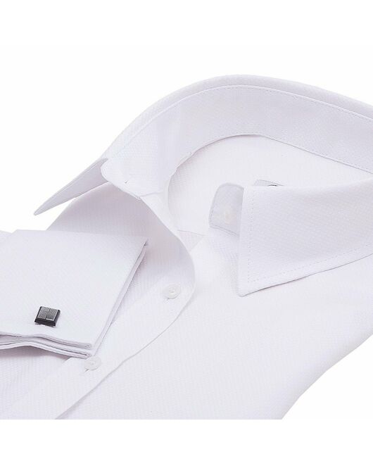 Приталенная женская рубашка под запонки белая - 623 от DoubleCuff 