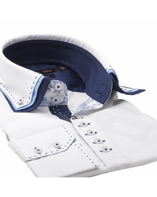 Мужская рубашка приталенная под пуговицы с тройным воротником белая - 644 от Hawes&Curtis 