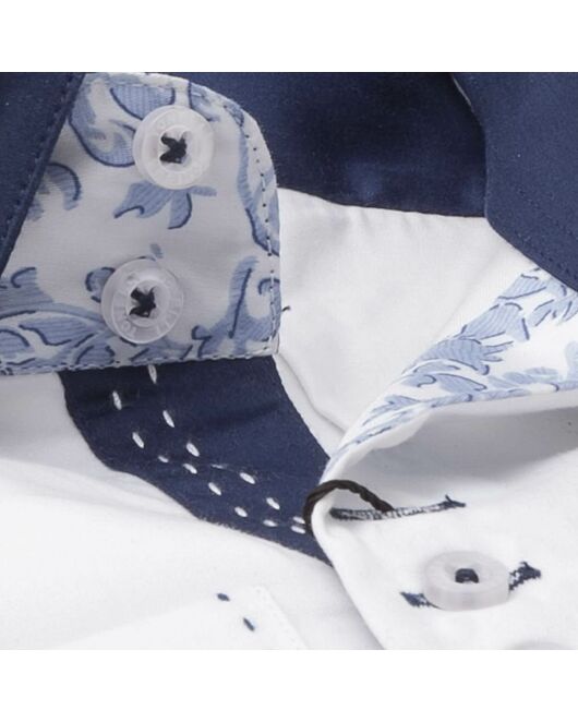 Мужская рубашка приталенная под пуговицы с тройным воротником белая - 644 от Hawes&Curtis 