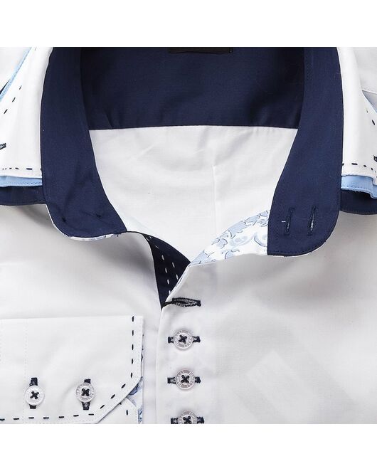 Мужская рубашка приталенная под пуговицы с тройным воротником белая - 644 от Hawes&Curtis 