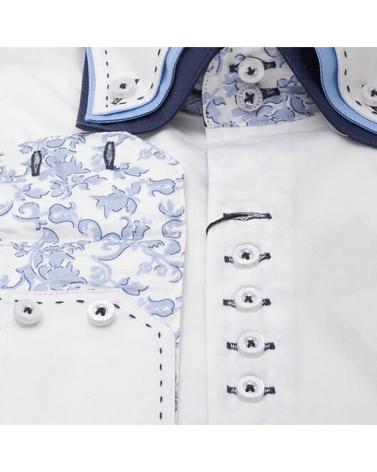 Мужская рубашка приталенная под пуговицы с тройным воротником белая - 644 от Hawes&Curtis 