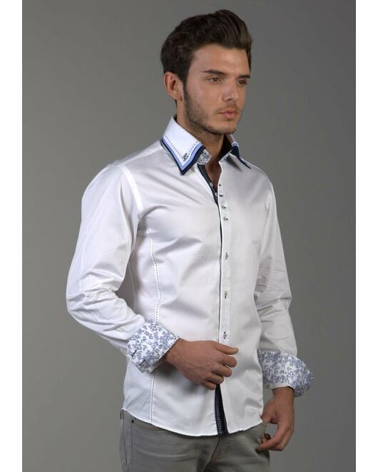 Мужская рубашка приталенная под пуговицы с тройным воротником белая - 644 от Hawes&Curtis 