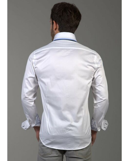Мужская рубашка приталенная под пуговицы с тройным воротником белая - 644 от Hawes&Curtis 