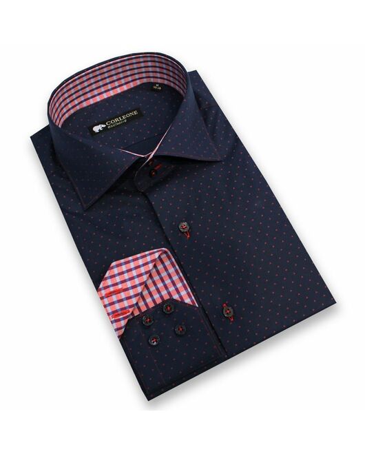 Мужская рубашка приталенная темно-синяя под пуговицы Corleone - 1000 от Corleone 