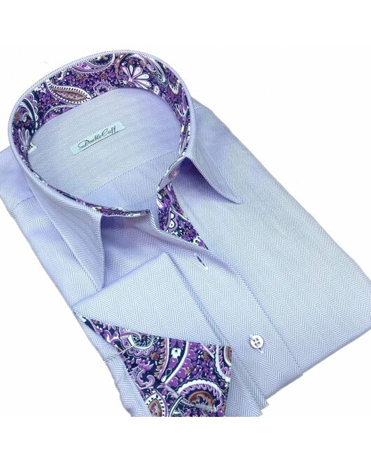 Приталенная женская рубашка под запонки фиолетовая - 2000 от DoubleCuff 