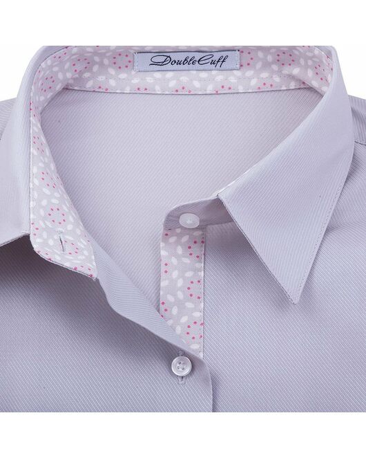 Приталенная женская рубашка под запонки фиолетовая с текстурой в рубчик - twill - 711 от DoubleCuff 