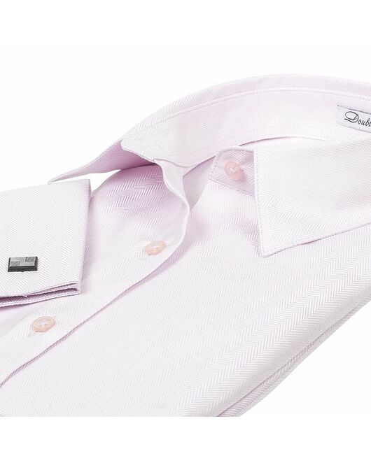 Приталенная женская рубашка под запонки розовая - 5070 от DoubleCuff 