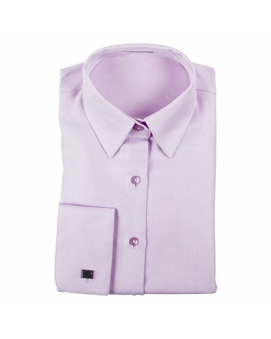 Приталенная женская рубашка под запонки фиолетовая - 5071 от DoubleCuff 