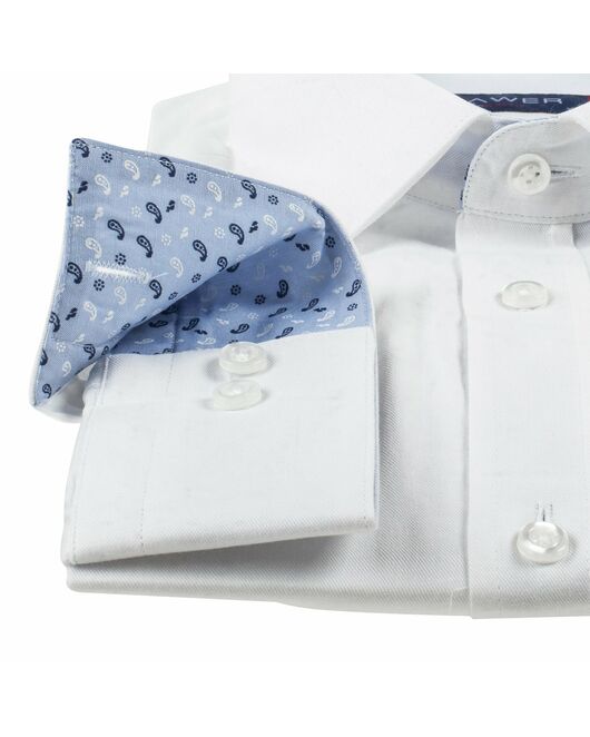 Мужская рубашка приталенная белая с отделкой - 51181 от Tonelli 