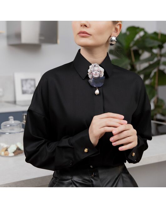 Женская рубашка оверсайз черная - 7910 от byME 