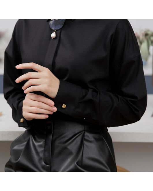 Женская рубашка оверсайз черная - 7910 от byME 