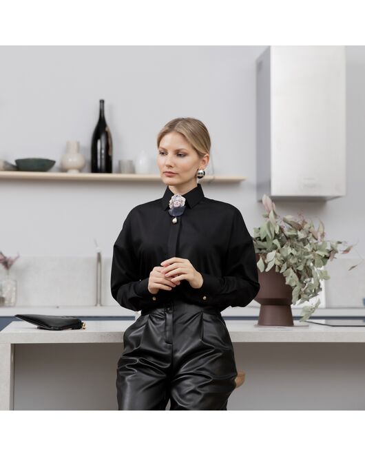 Женская рубашка оверсайз черная - 7910 от byME 