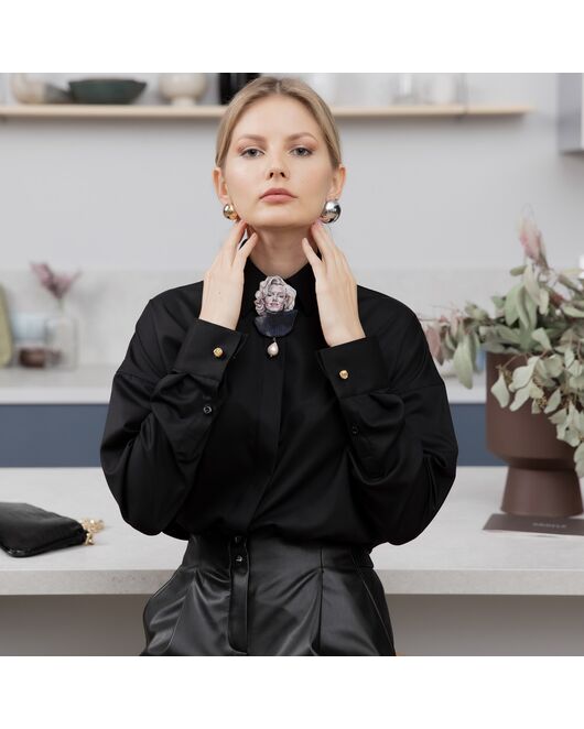 Женская рубашка оверсайз черная - 7910 от byME 