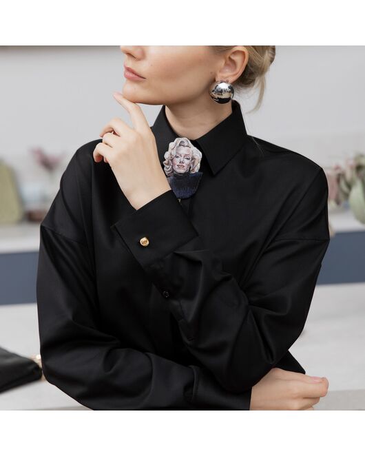 Женская рубашка оверсайз черная - 7910 от byME 