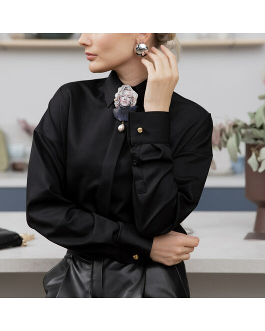 Женская рубашка оверсайз черная - 7910 от byME 