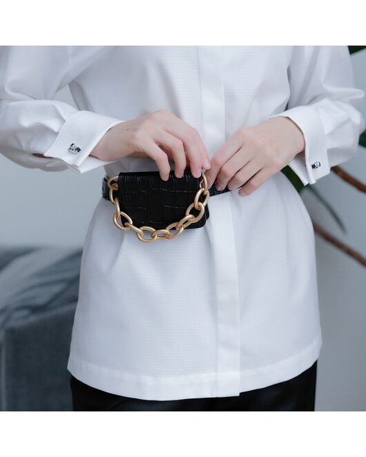 Женская рубашка под запонку белая - 7914 от byME  Женская рубашка под запонку белая - 7914 от byME