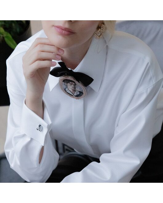 Женская рубашка под запонку белая - 7914 от byME  Женская рубашка под запонку белая - 7914 от byME