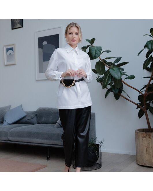 Женская рубашка под запонку белая - 7914 от byME  Женская рубашка под запонку белая - 7914 от byME