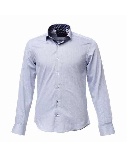 Мужская рубашка серо-синяя с отделкой - 50236 от  