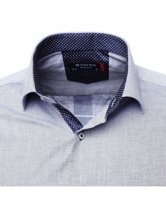 Мужская рубашка серо-синяя с отделкой - 50236 от  