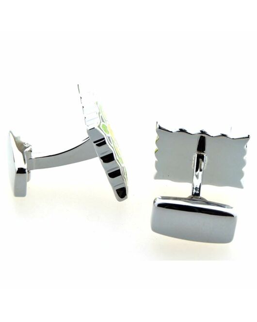 Запонки квадратные зелено - желтые с восточным узором  - 153032 от  