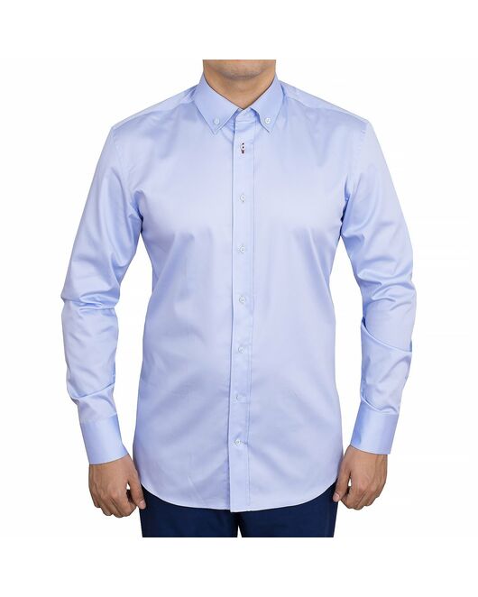 Мужская рубашка приталенная под пуговицы голубая - 50244 от  