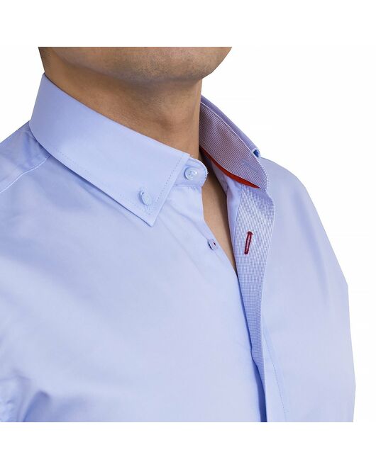 Мужская рубашка приталенная под пуговицы голубая - 50244 от  