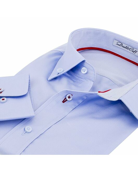 Мужская рубашка приталенная под пуговицы голубая - 50244 от  