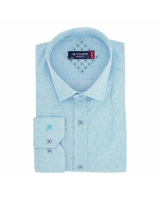 Мужская рубашка с узором цвета морской волны  - 50254 от Bawer 