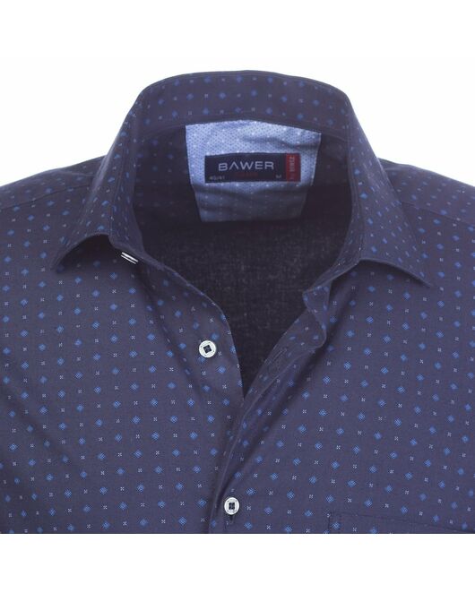Мужская рубашка с коротким рукавом синяя с узором - 50277 от Bawer 
