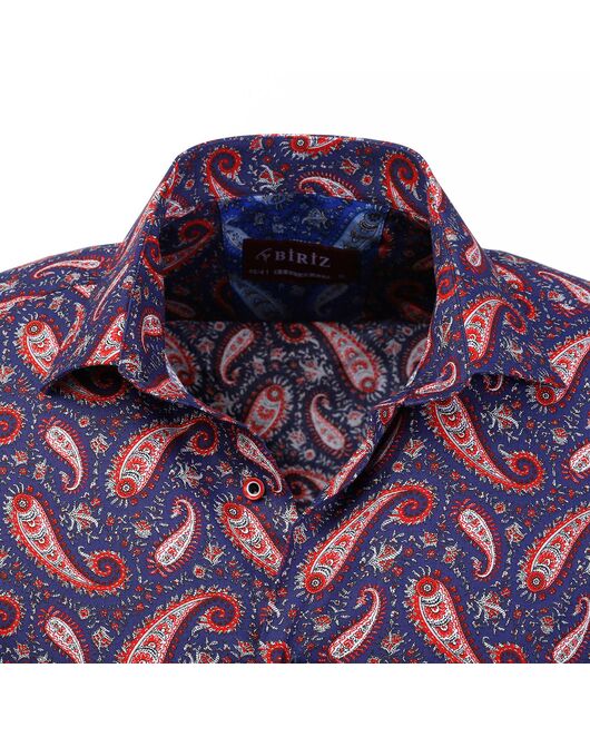 Мужская рубашка синяя с узором пейсли - 50280 от  