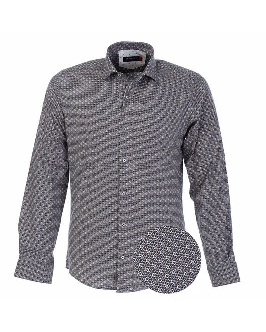 Мужская рубашка коричневая с узором цветы - 50283 от   Мужская рубашка коричневая с узором цветы - 50283 от