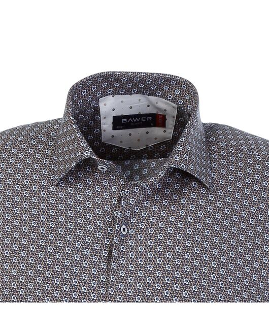 Мужская рубашка коричневая с узором цветы - 50283 от   Мужская рубашка коричневая с узором цветы - 50283 от