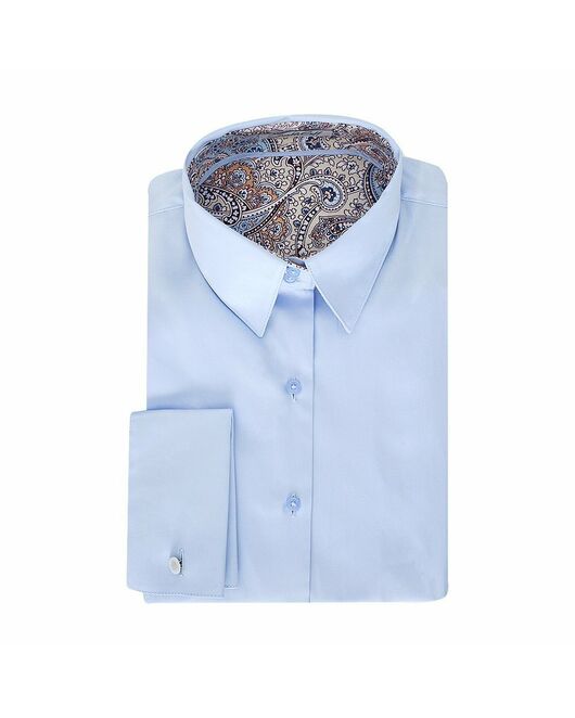 Женская рубашка под запонки голубая отделочная ткань узор пейсли - 5088 от DoubleCuff 