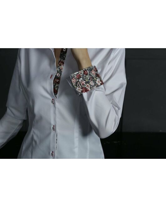 Женская рубашка под запонки белая Non-Iron - 5107 от DoubleCuff 